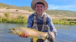 Fly fishing trout in beautiful New Zealand