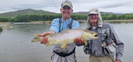 Fly fishing trout in beautiful New Zealand